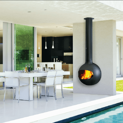 Focus EMIFOCUS OUTDOOR - Outdoor Fireplace Attached to the Wall