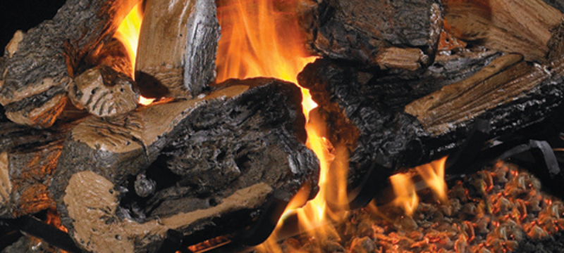 Real-Fyre has the perfect solution – our Charred Rugged Split Oak – See Thru logs.
